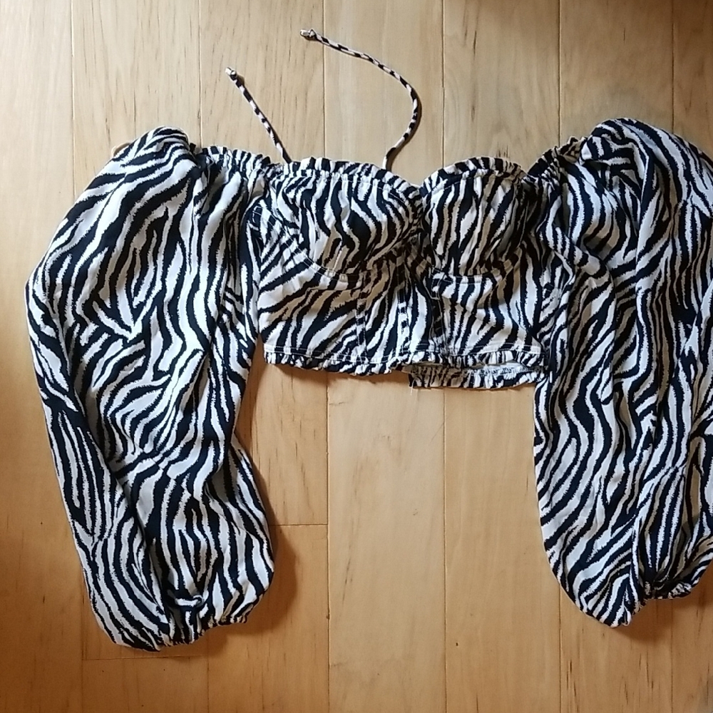 Elegant Zebra Print Off-Shoulder Blouse